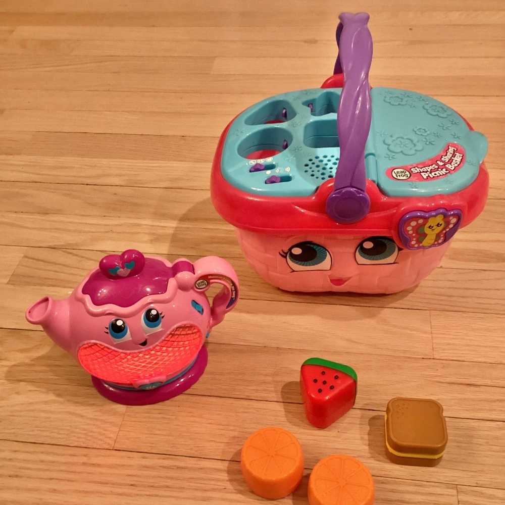 Leap Frog Light up talking Teapot & Shapes & Sharing Picnic Basket